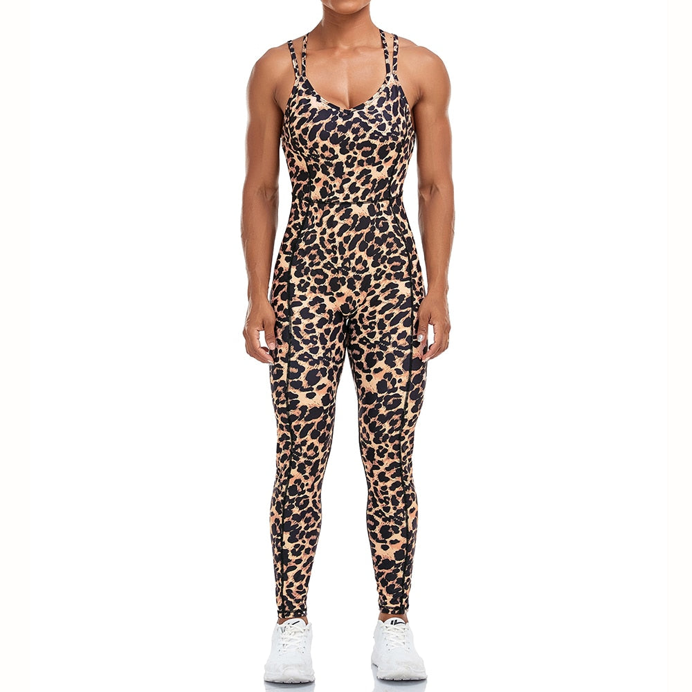 Leopard Sexy Fitness Jumpsuits